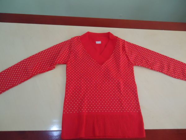BLUSA DE LINHA C/ ELASTANO VERMELHA C/ POÁ BRANCO TAM: ÚNICO