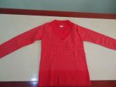 BLUSA DE LINHA C/ ELASTANO VERMELHA C/ POÁ BRANCO TAM: ÚNICO